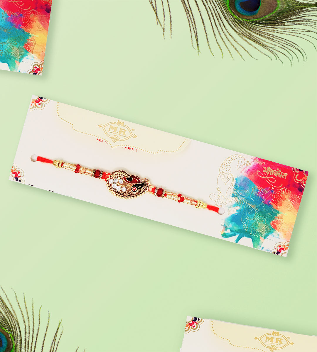 MR Kundan Peacock Rakhi