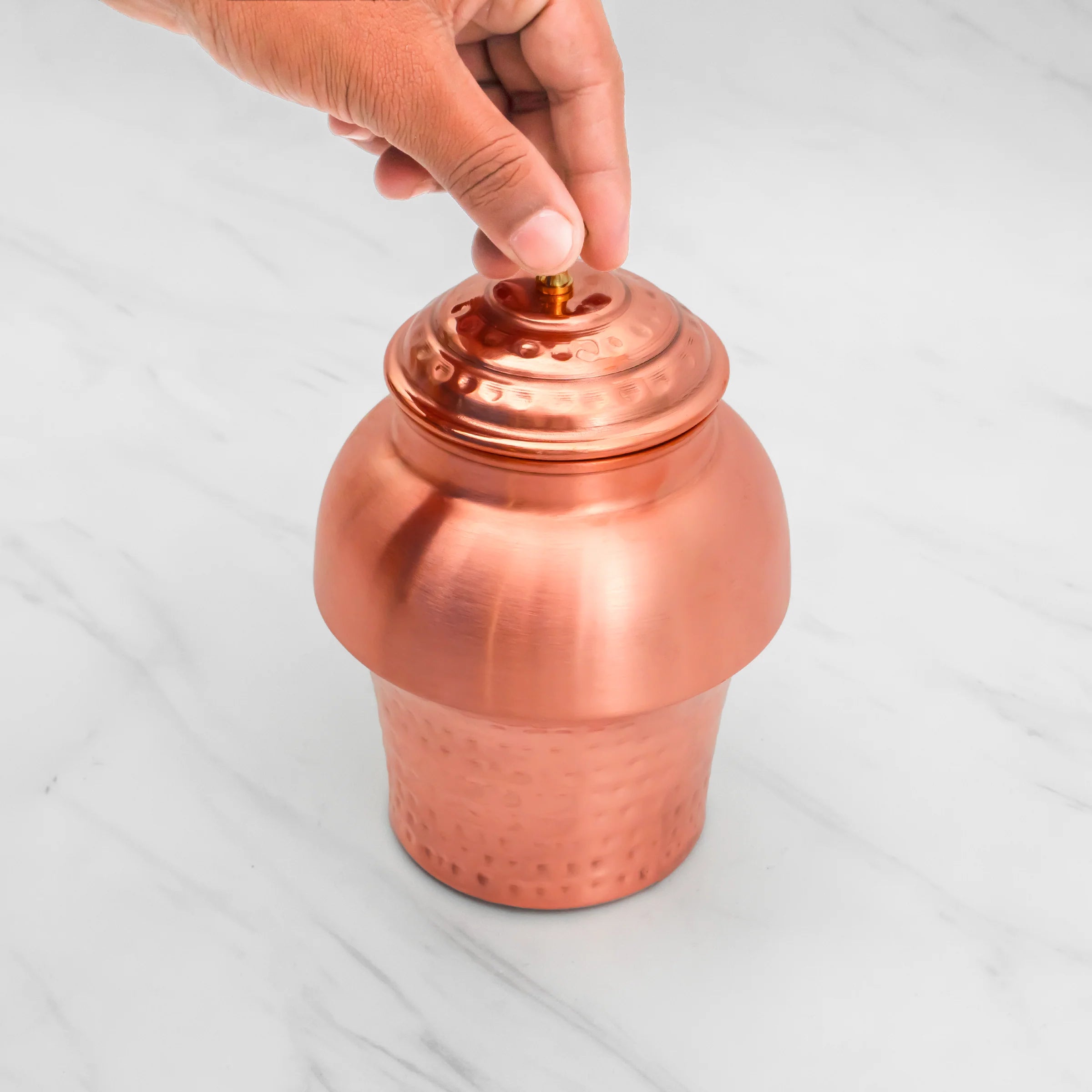 Health Smith Pure Copper Mushroom Jar | Copper Jar for Water, Dry-fruits, Chocolates and Decoration