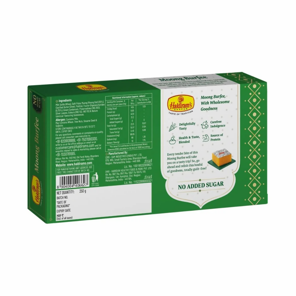 Haldiram's Moong Burfee -No Added Sugar