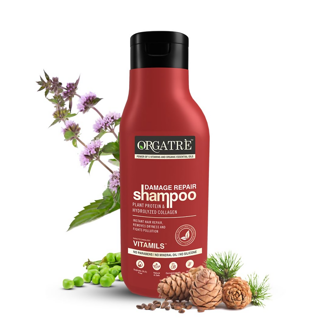 Orgatre Damage Repair Shampoo For Women & Men For Rough Dull & Damaged Hair With Protein & Hydrolyzed Collagen