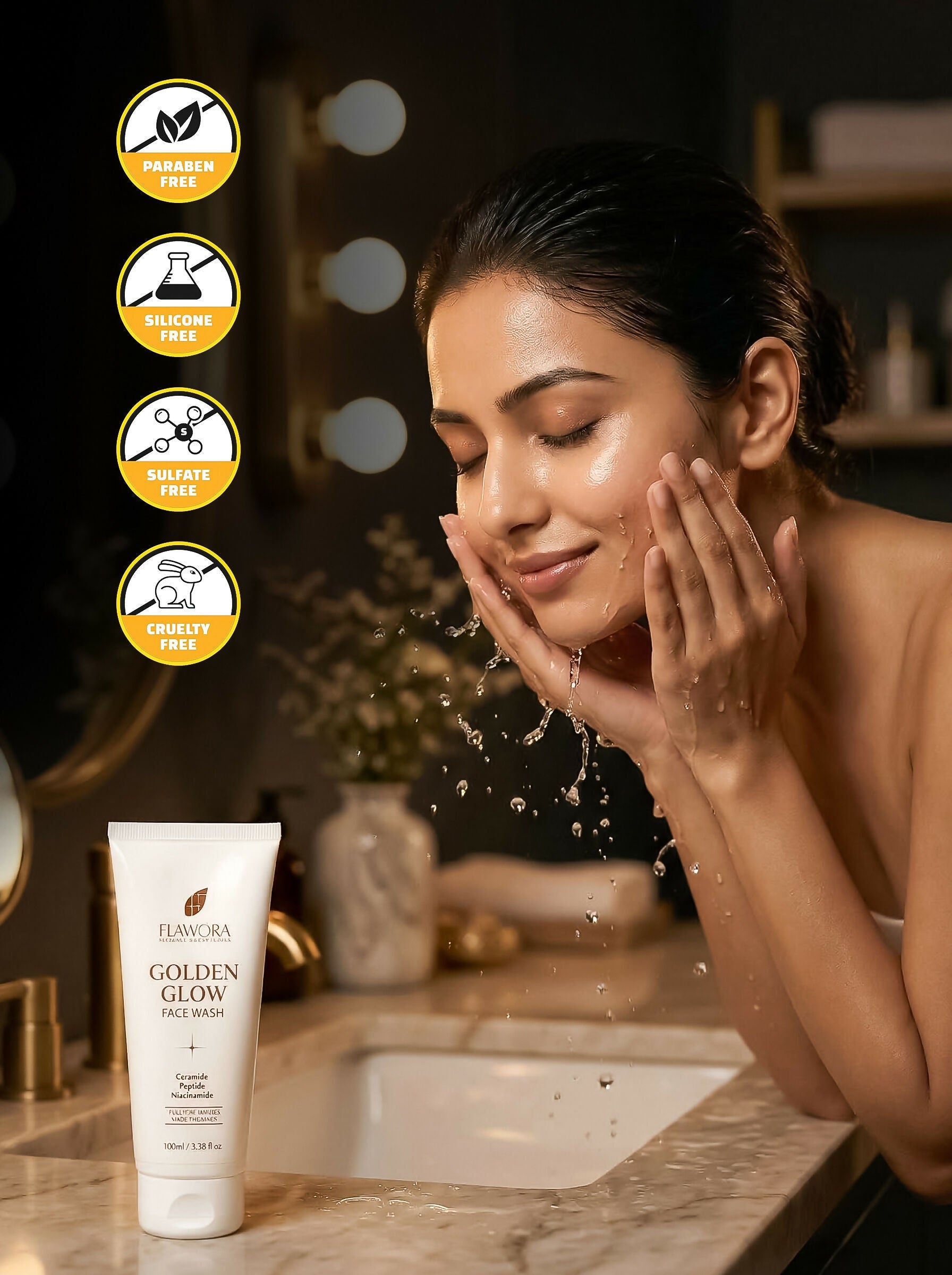 Flawora Golden Glow Face Wash