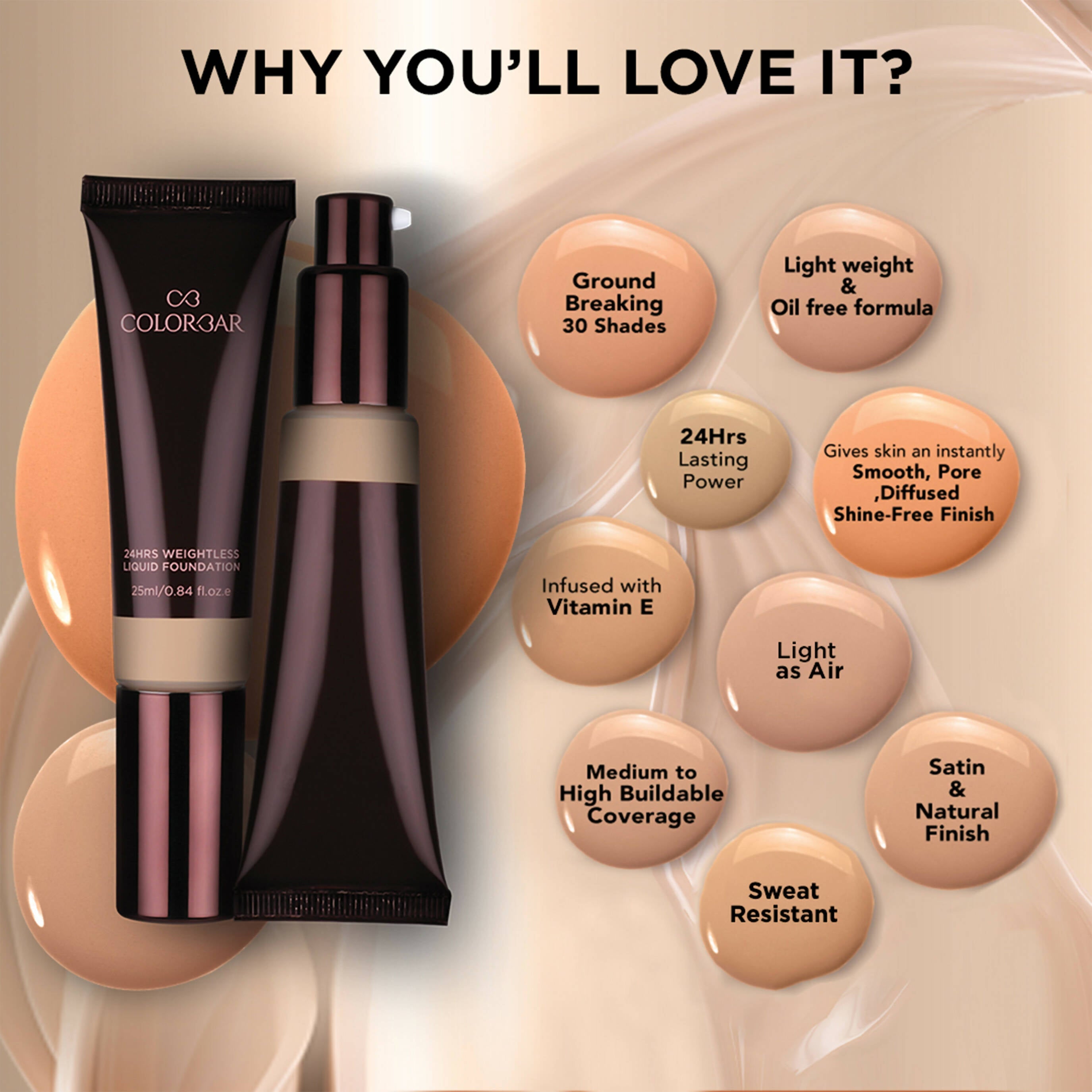 Colorbar 24Hrs Weightless Liquid Foundation Fc 2.2