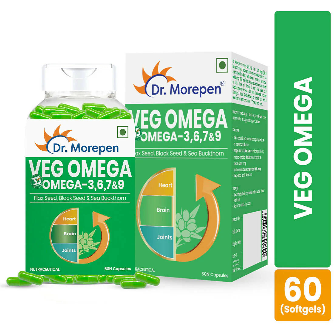 Dr. Morepen Veg-Omega Veg Capsules -Pack of 1 - 60 caps