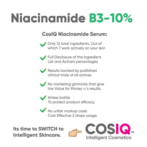 COSIQ Niacinamide Vitamin B3-10% Serum, 30ml Regular