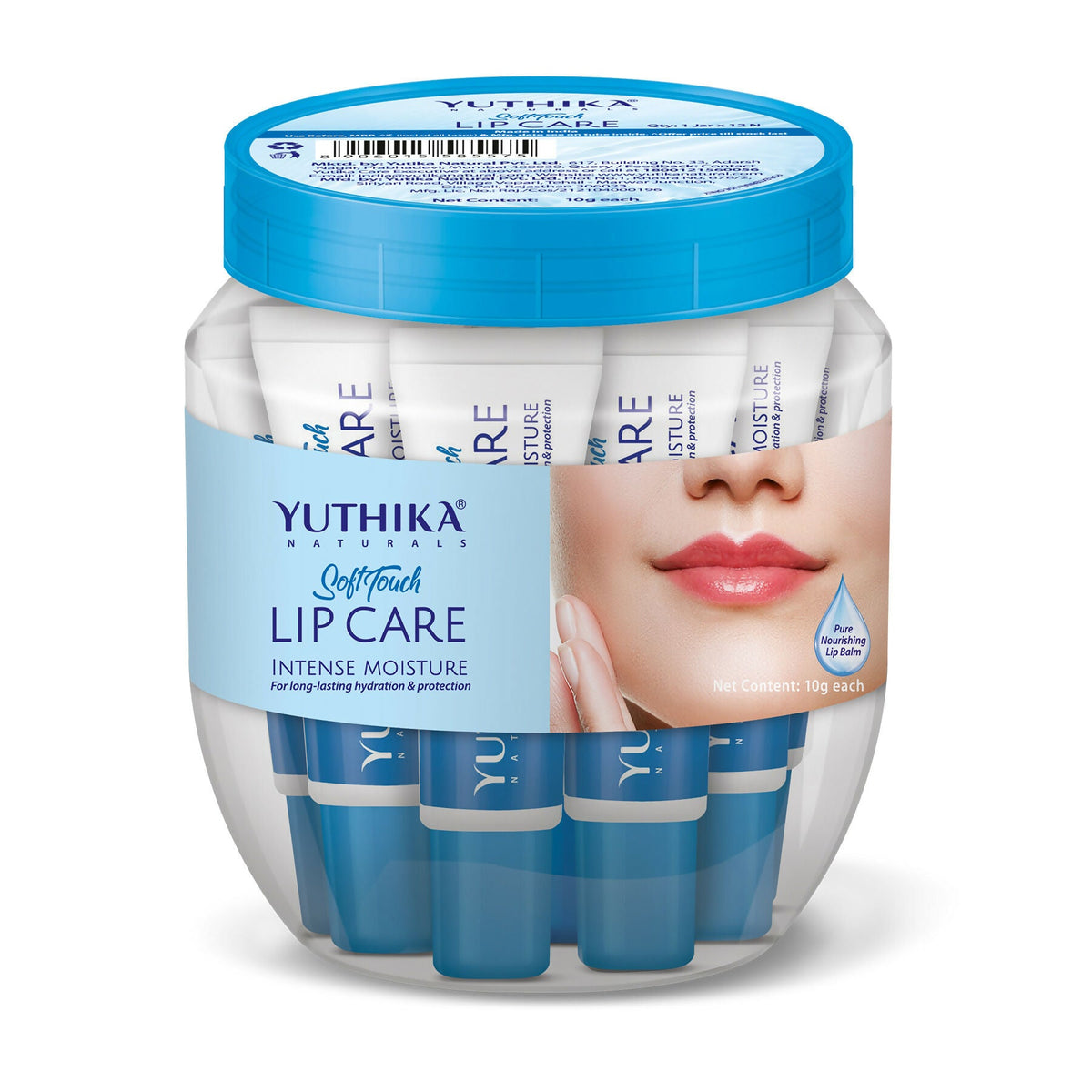 Yuthika Naturals Soft Touch Lip Balm, (Pack of 12) with Jar