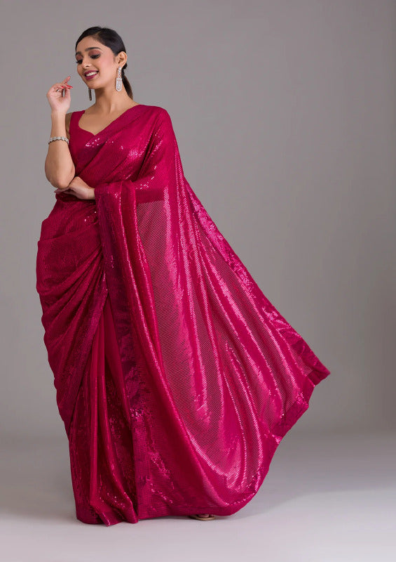 Aastha Magenta Heavy Soft Georgette Satin Banglori