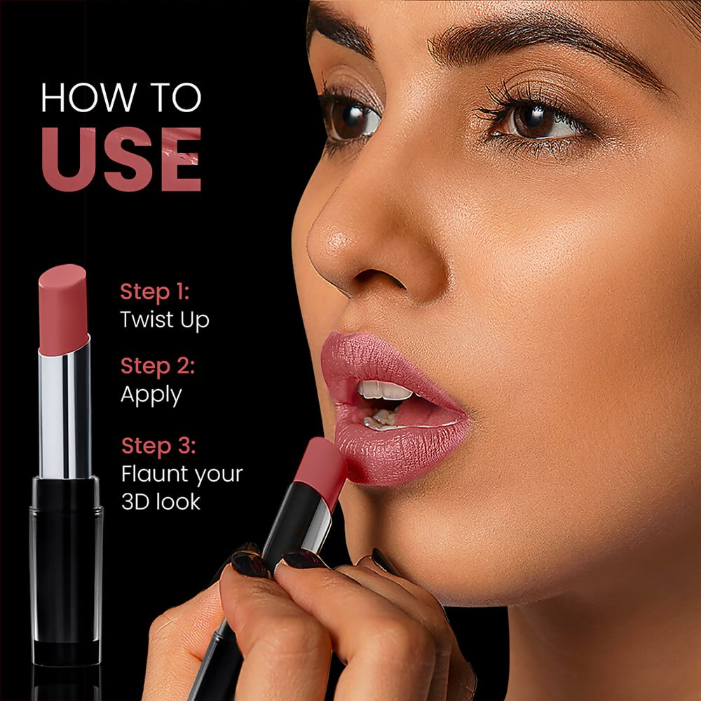 Lakme Unreal 3D Slim Bullet Lipstick, For Glamorous Lips With Added Dimension, Matte, Wine Flair