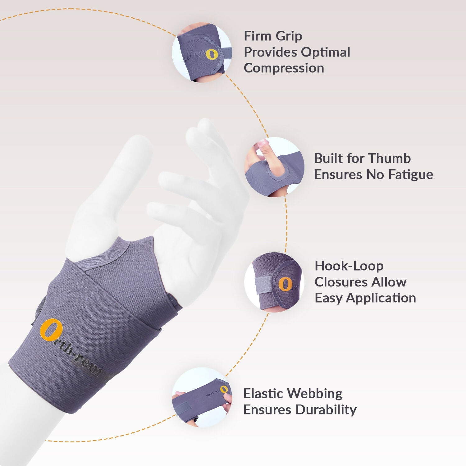 Orth-rem Wrist Support Brace with Thumb Loop Strap
