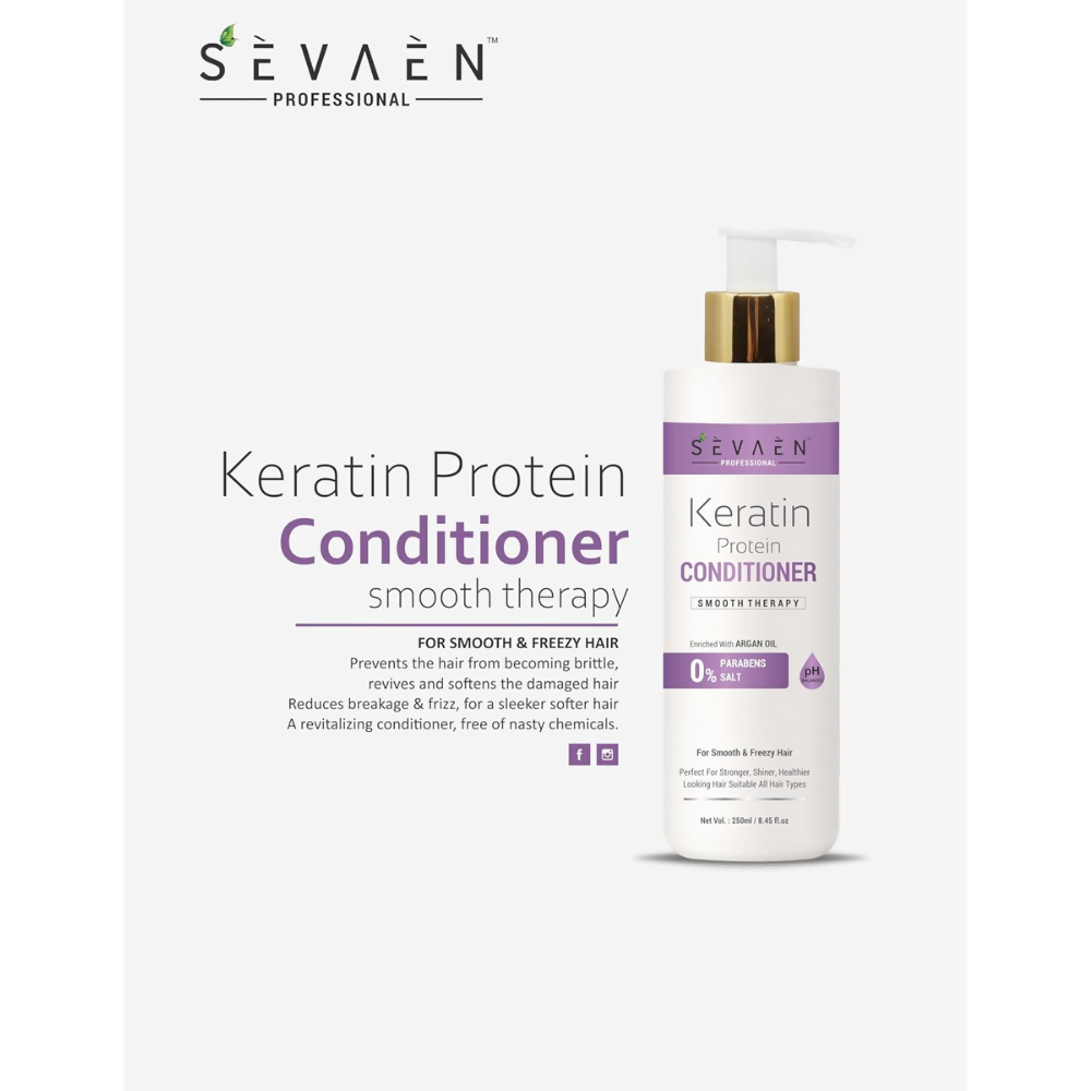 Sevaen Keratin Smooth Shampoo & Keratin Smooth Conditioner & Hair Serum