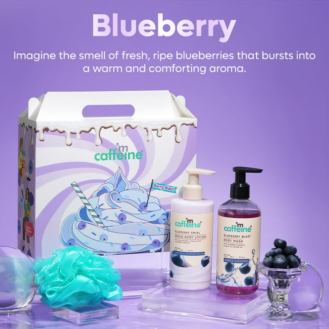 mCaffeine Blueberry Escape Bath & Body Gift Kit Set