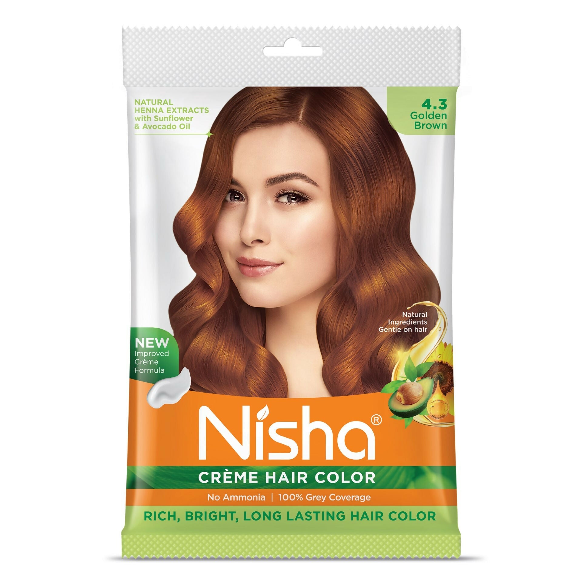 Nisha Creme Hair Color for Women - Golden Brown
