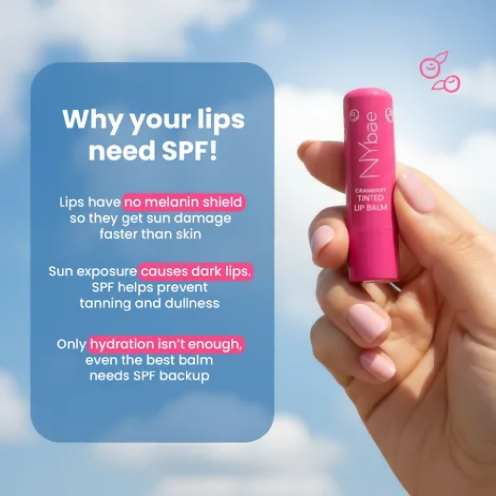NY Bae Cranberry Tinted Lip Balm with SPF 22 Rich Berry Pink Tint