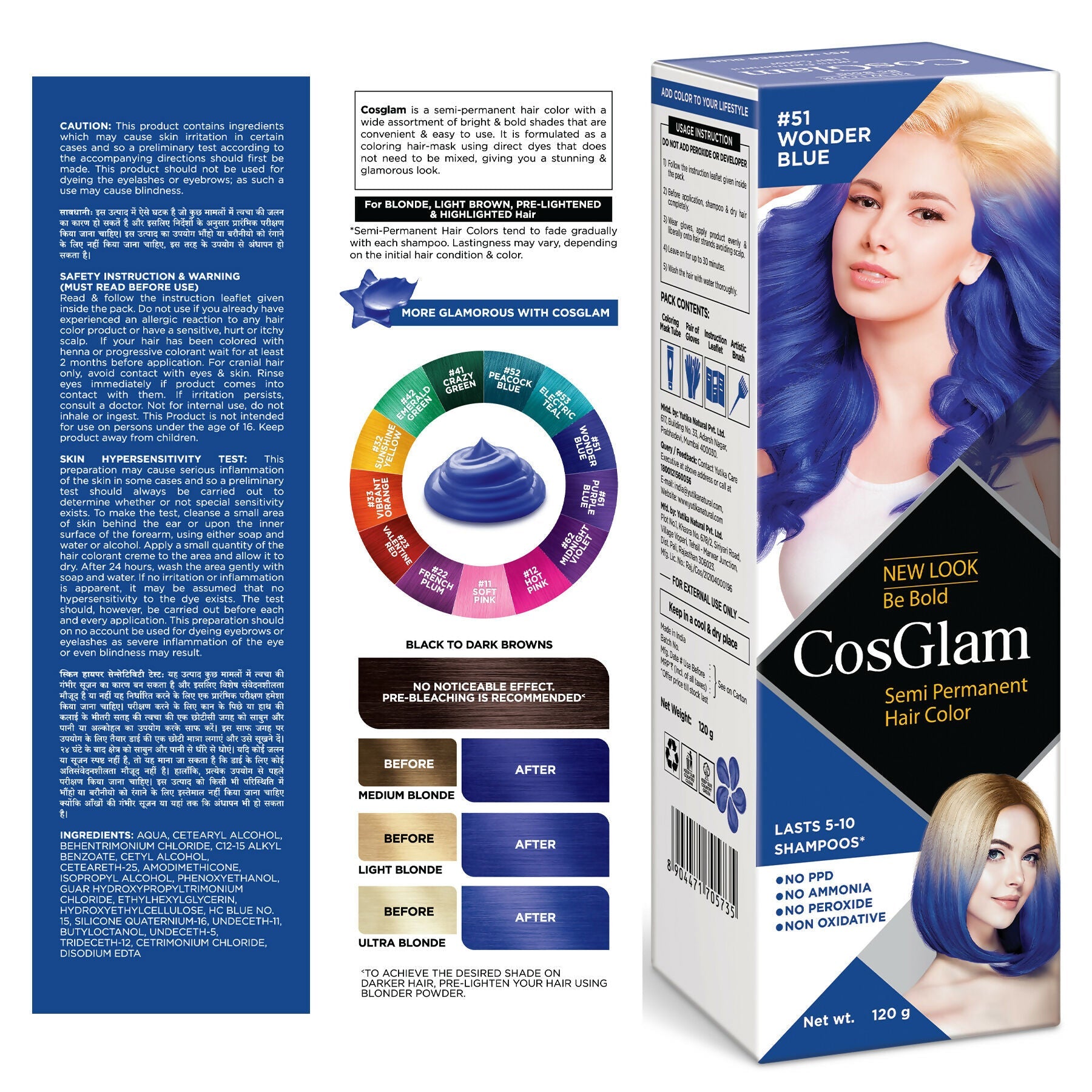 Cosglam Semi Permanent Hair Color for Women & Men (