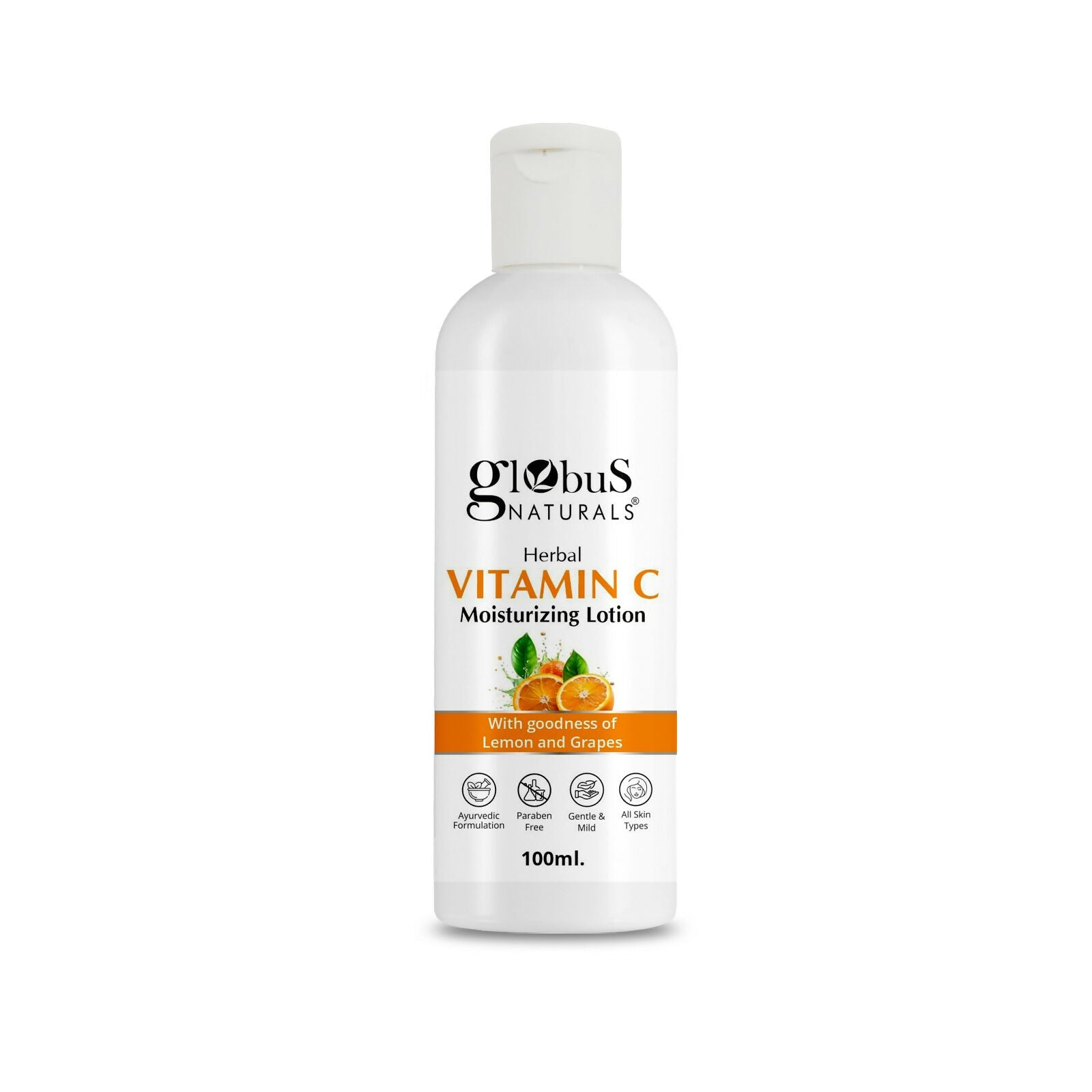 Globus Naturals Herbal Vitamin C Moisturizing Body Lotion For Skin Brightening & Nourishment, Glowing & Youthful Skin, All Skin Types
