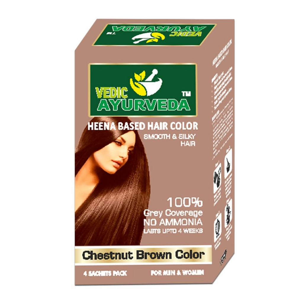 VedicAyurveda Henna Based Hair Colour - Soft black & Chestnut Brown