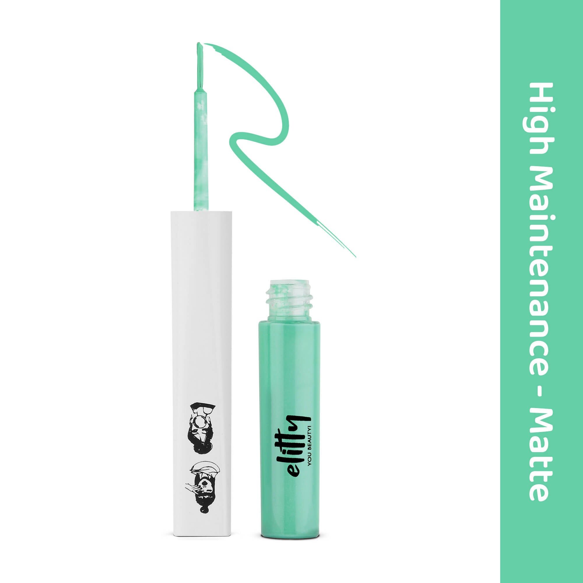 Elitty Cyan Green Pop Color Matte Finish Liquid Eyeliner - High Maintenance-Cyan Green