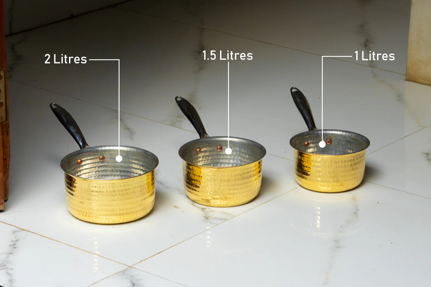 Health Smith Pure Brass Sauce Pan With Resistant Handle for Cooking – Tin Coated (Kalai)