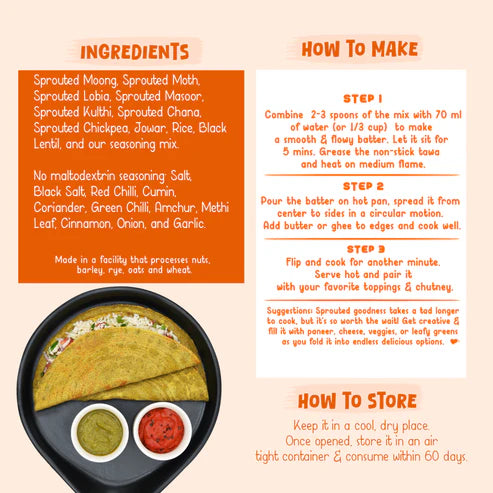 Gladful Schezwan Chilla with Sprouted Moong Instant Mix