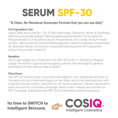 COSIQ SPF 30 Sunscreen Serum, 100ml