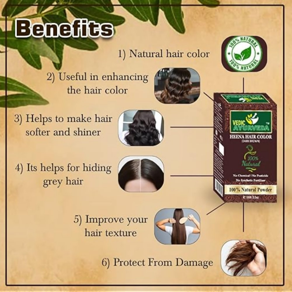 VedicAyurveda Henna Based Hair Colour - dark brown & Chestnut Brown