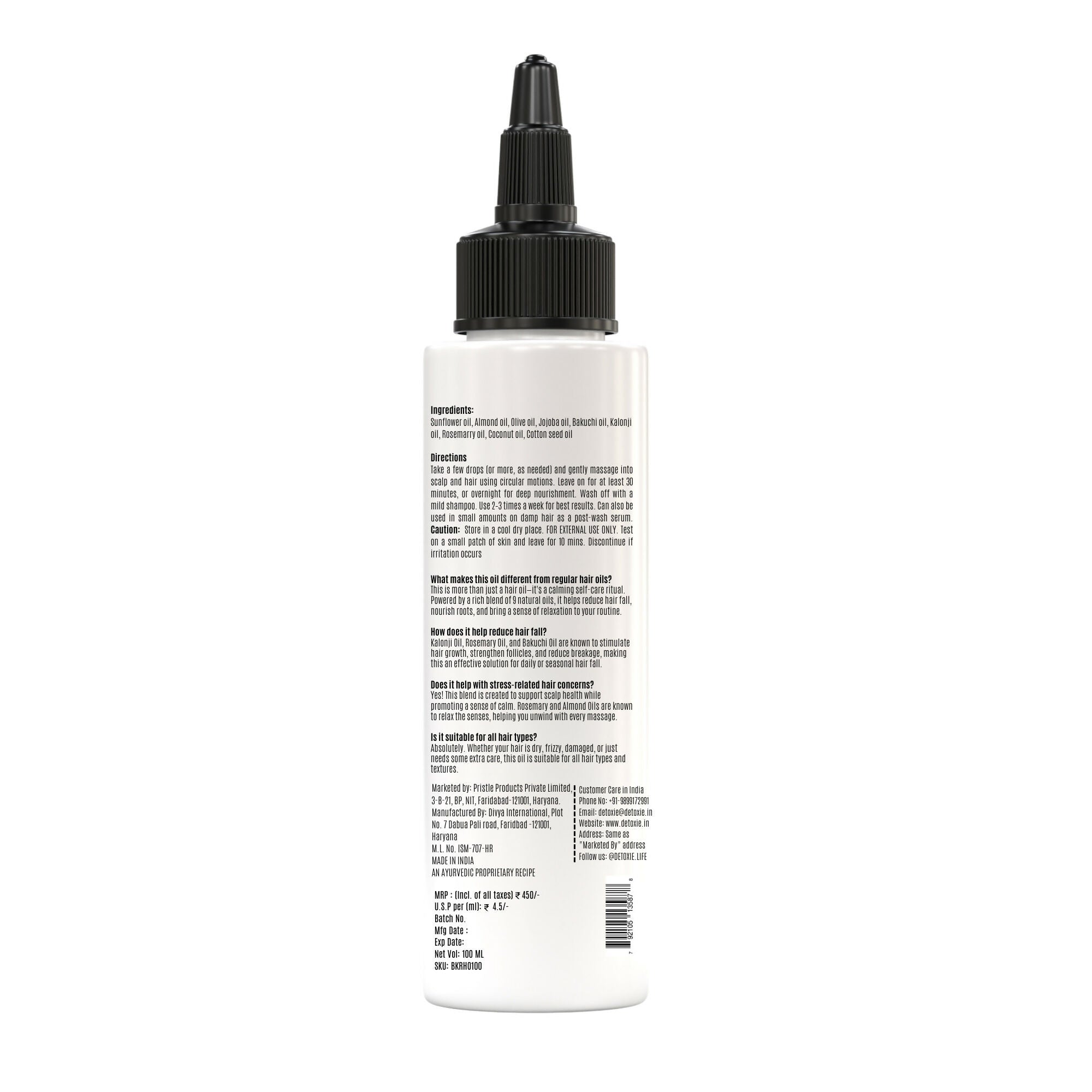 Detoxie Bakuchi Kalonji & Rosemary Hair Oil