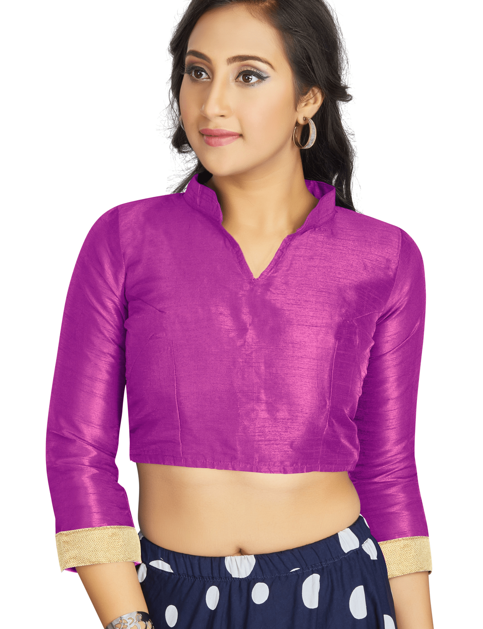 Aastha fashion Purple Art Silk Blouse Fabric Matty In Sleeve Blouse work - Prithvi Mart