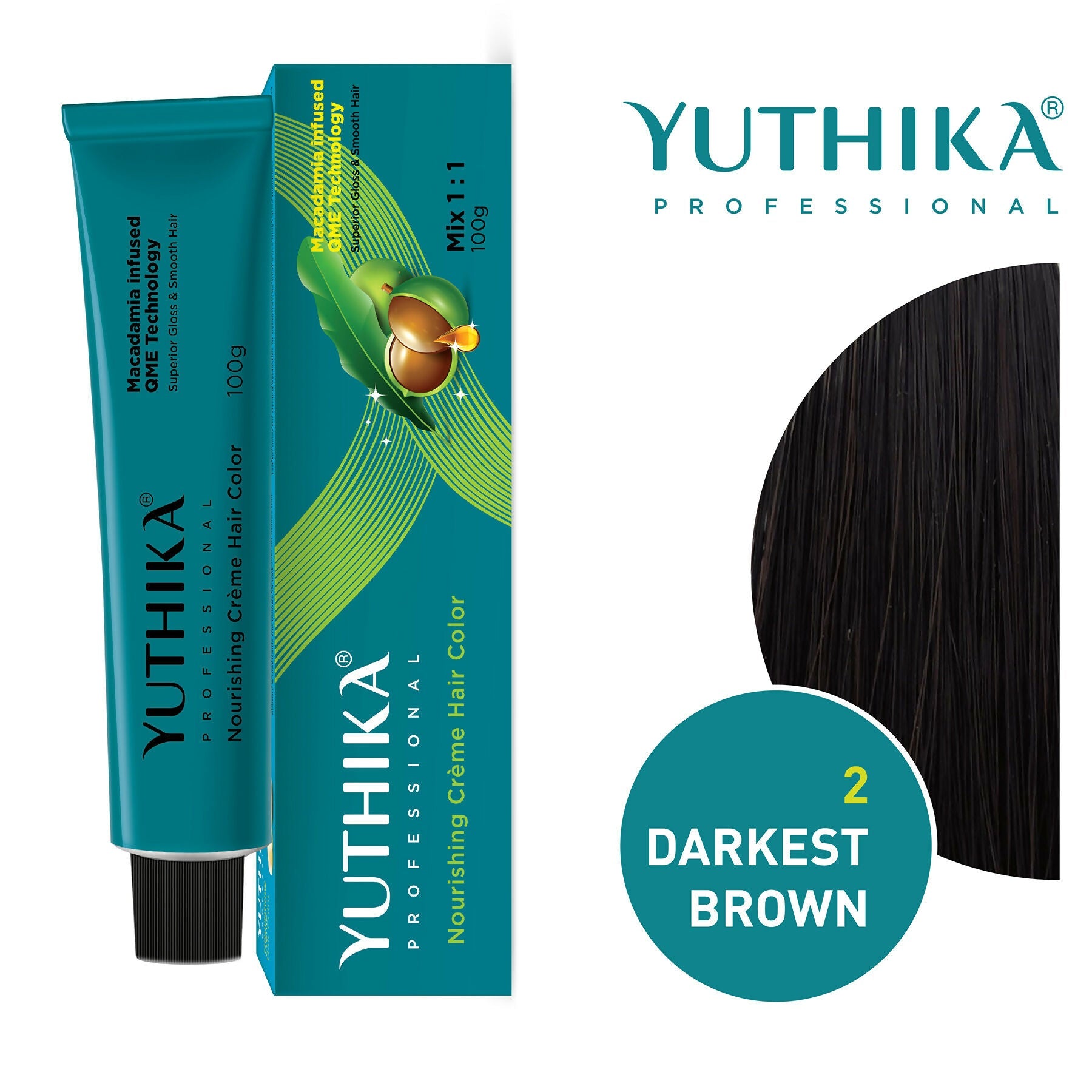 Yuthika Professional Creme Hair Colour - Darkest Brown