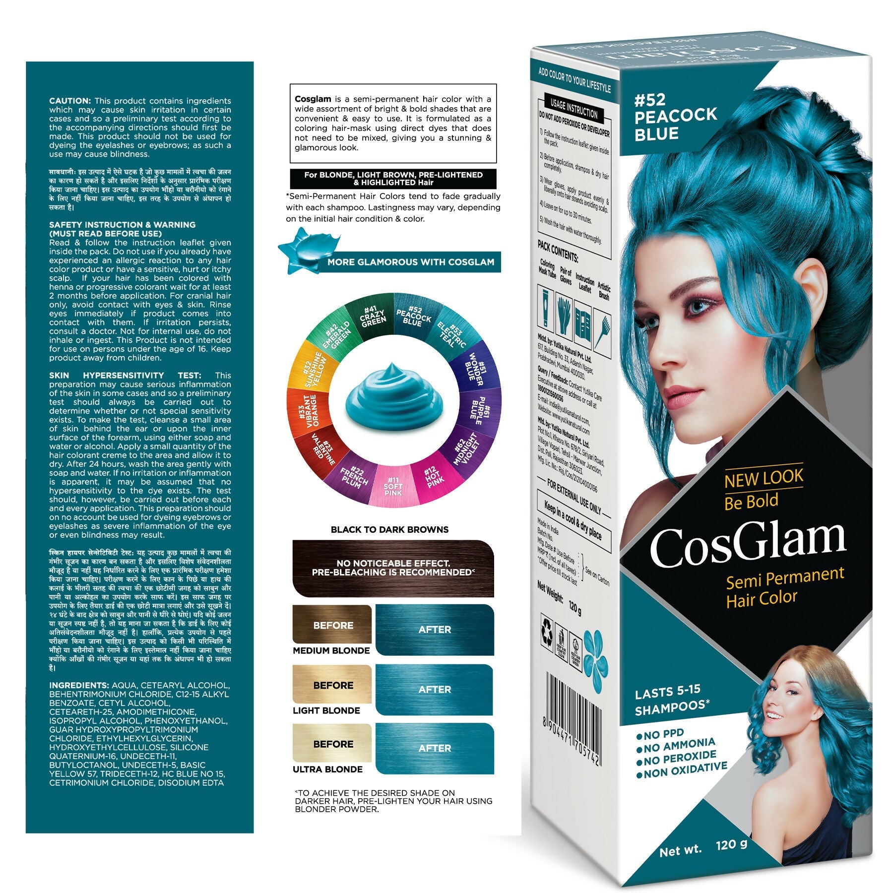 Cosglam Semi Permanent Hair Color for Women & Men (