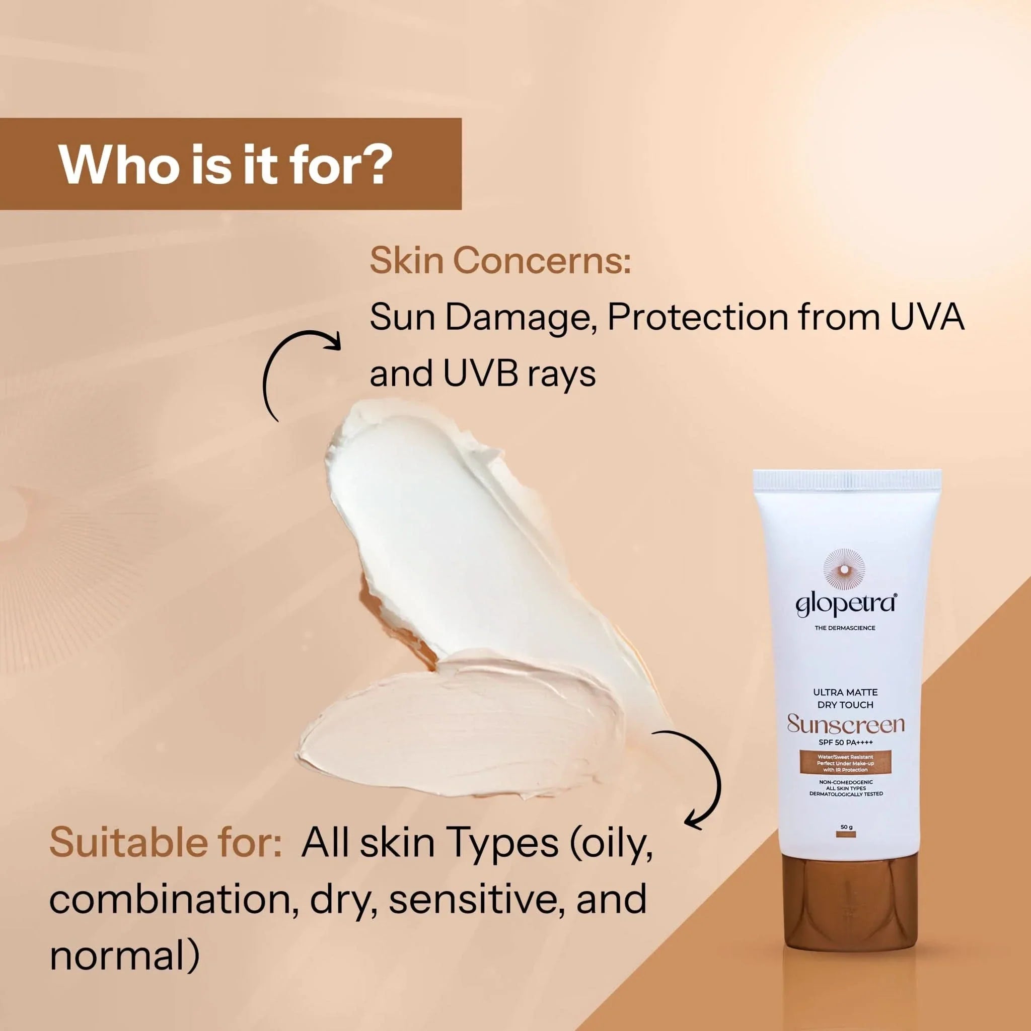 Glopetra Ultra Matte Dry Touch Sunscreen Spf 50 Pa+++