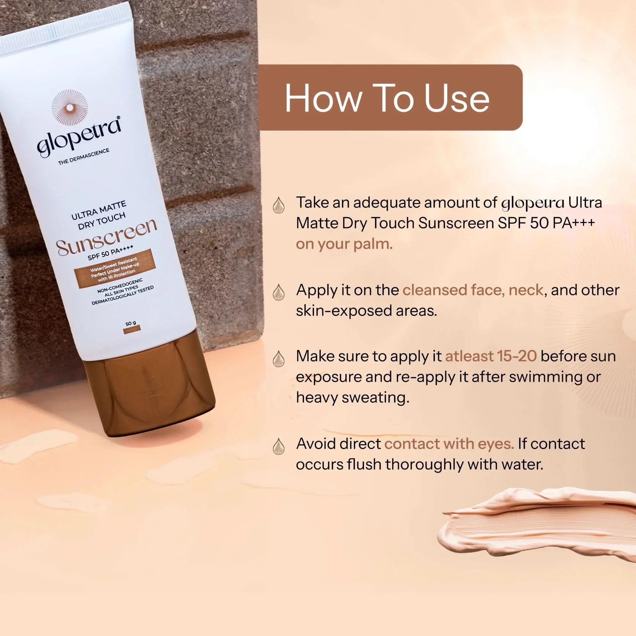 Glopetra Ultra Matte Dry Touch Sunscreen Spf 50 Pa+++