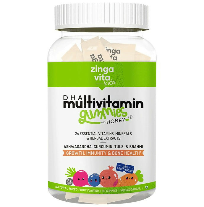 Zingavita DHA Multivitamin Gummies with Honey for Kids (2+ yrs) - Mixed Fruit