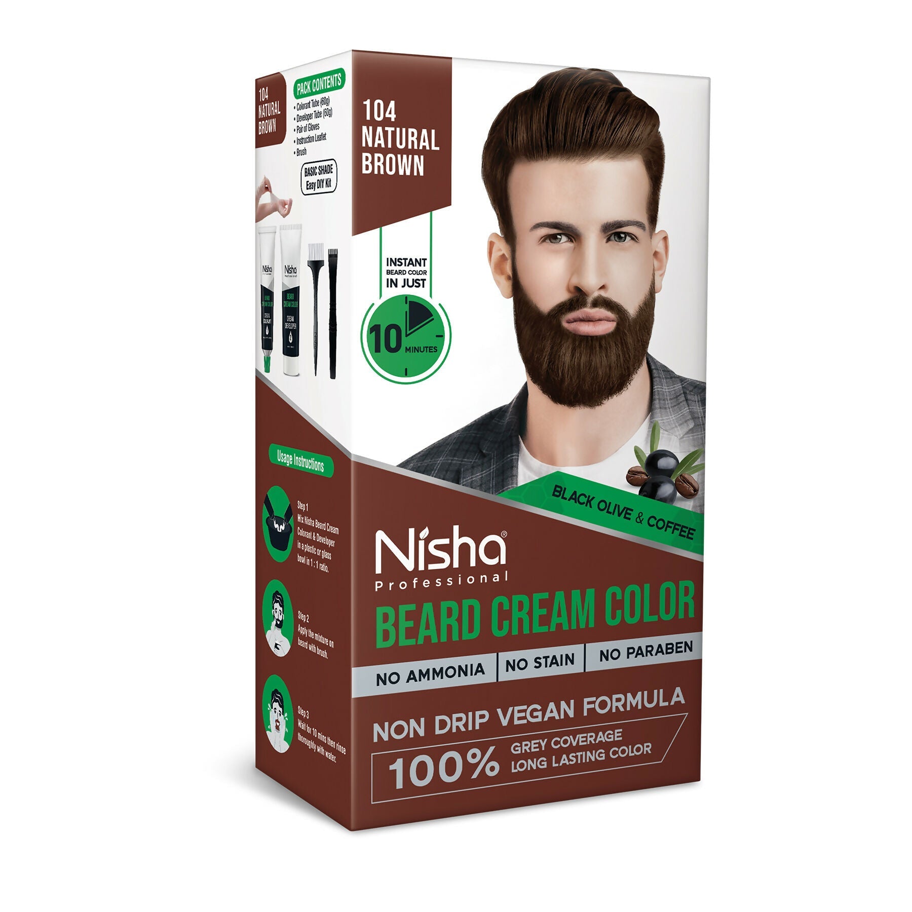 Nisha Beard Colour for Men - Natural Brown