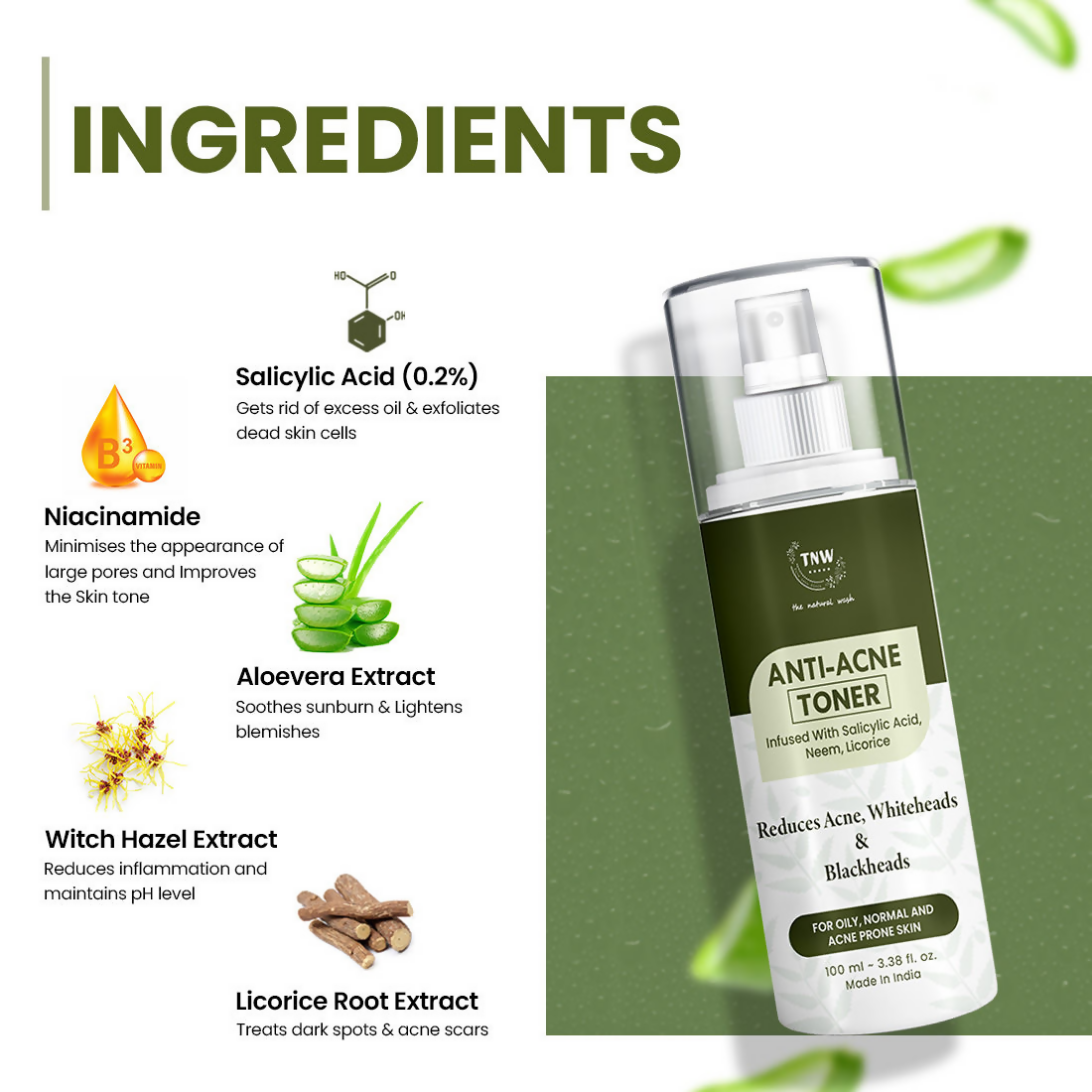 The Natural Wash Anti-Acne Toner With Salicylic Acid