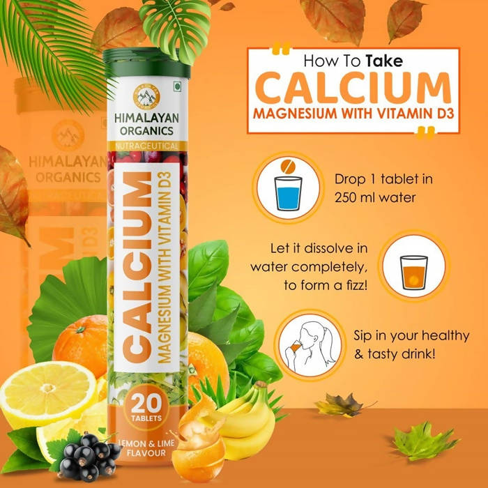 Himalayan Organics Calcium, Magnesium With Vitamin D3 Lemon & Lime Flavour Tablets