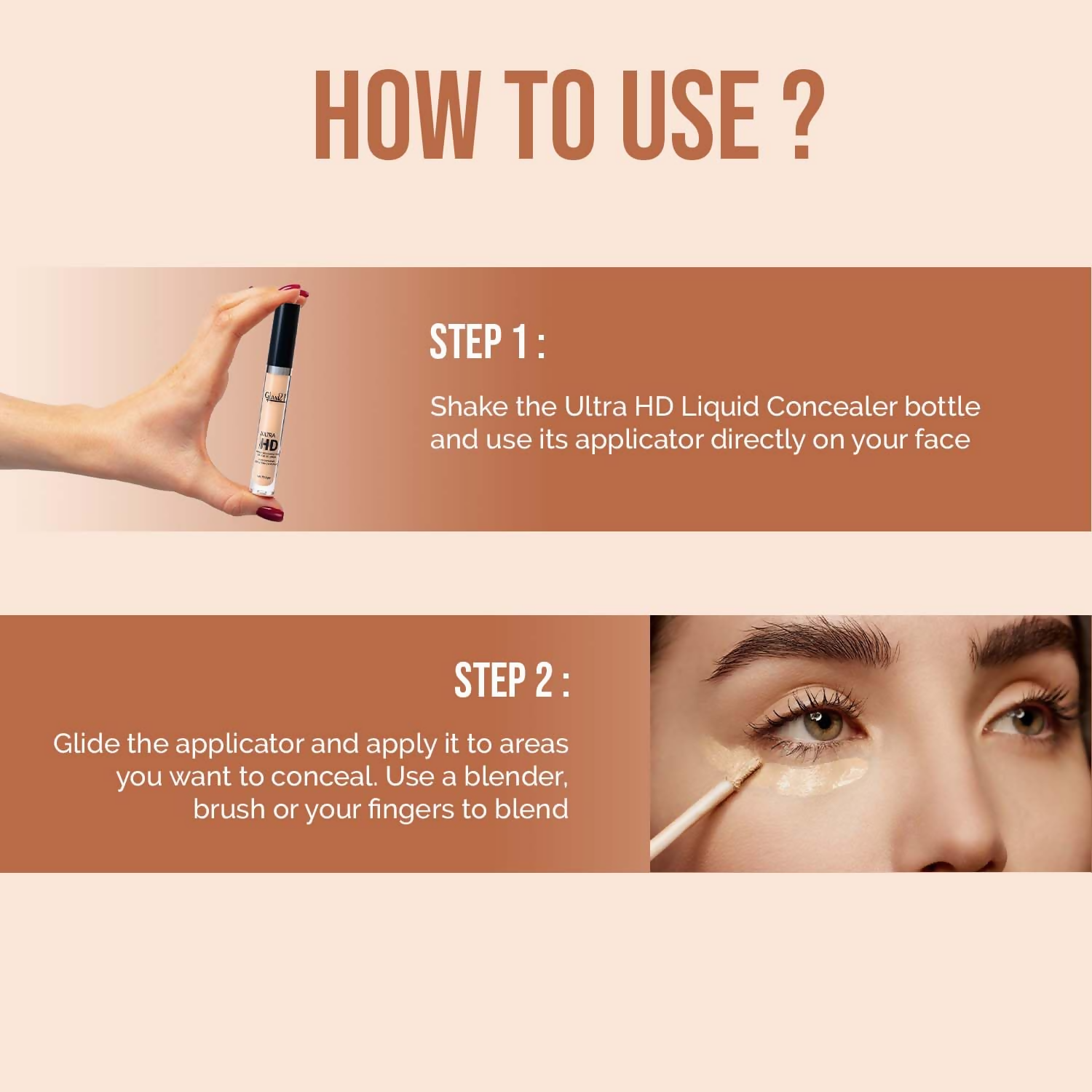 Glam21 Ultra HD Liquid Concealer for HD Finish - Medium Naturaly