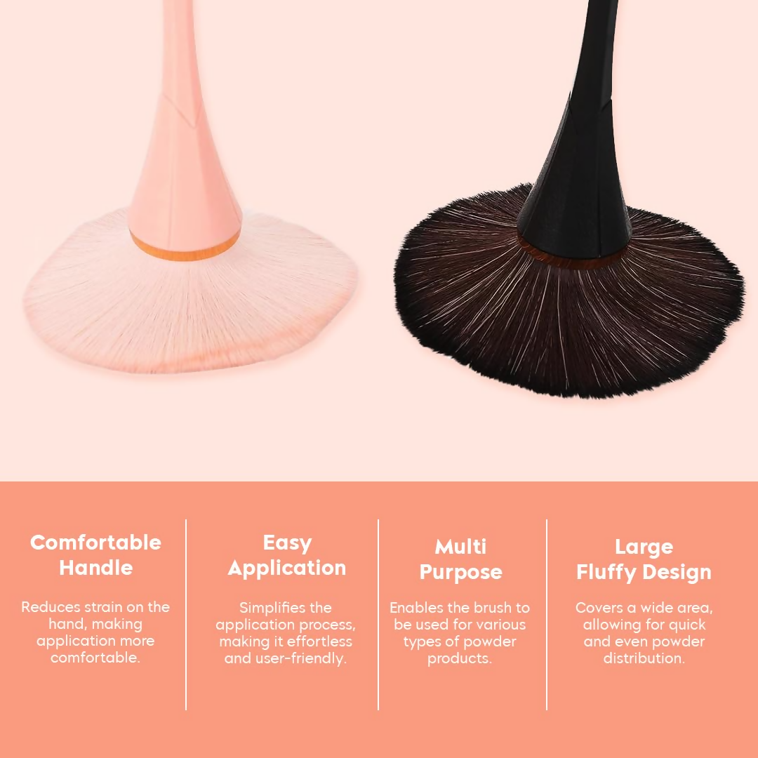 Gleva Multipurpose Professional Powder & Blush Cheek Brush - Black Brush
