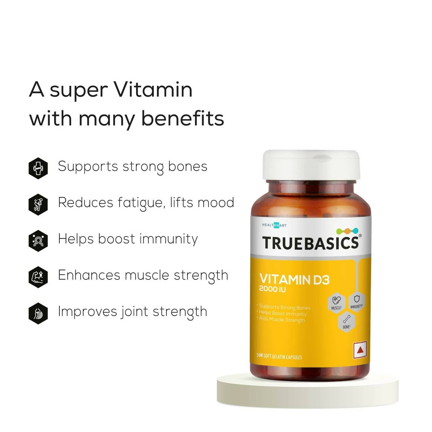 TrueBasics Vitamin D3 2000 IU Capsules