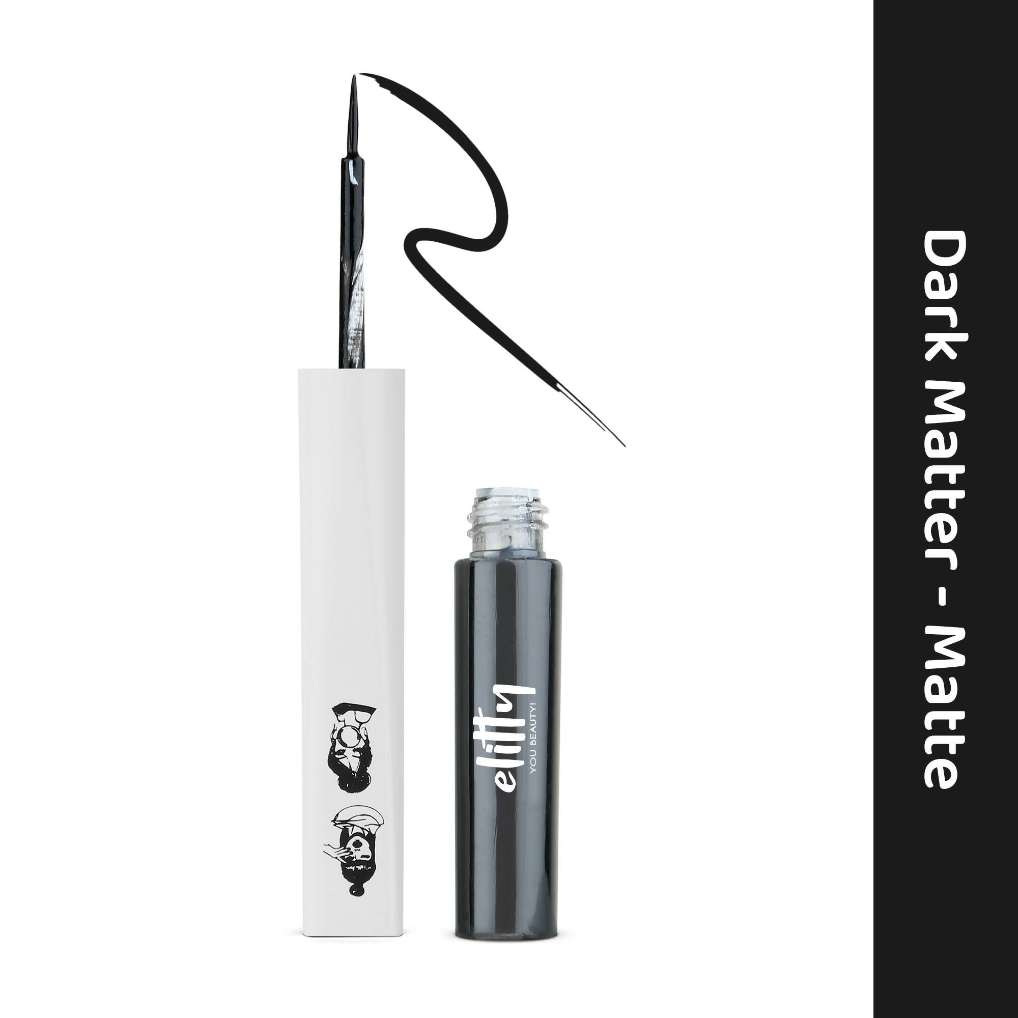 Elitty Black Pop Color Matte Finish Liquid Eyeliner - Dark Matter-Black