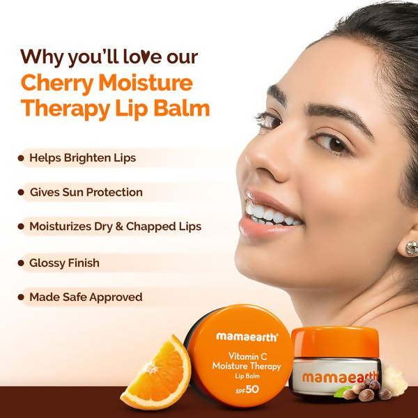Mamaearth Vitamin C Moisture Therapy Lip Balm SPF 50 with Vitamin C & Honey For Lip Lightening