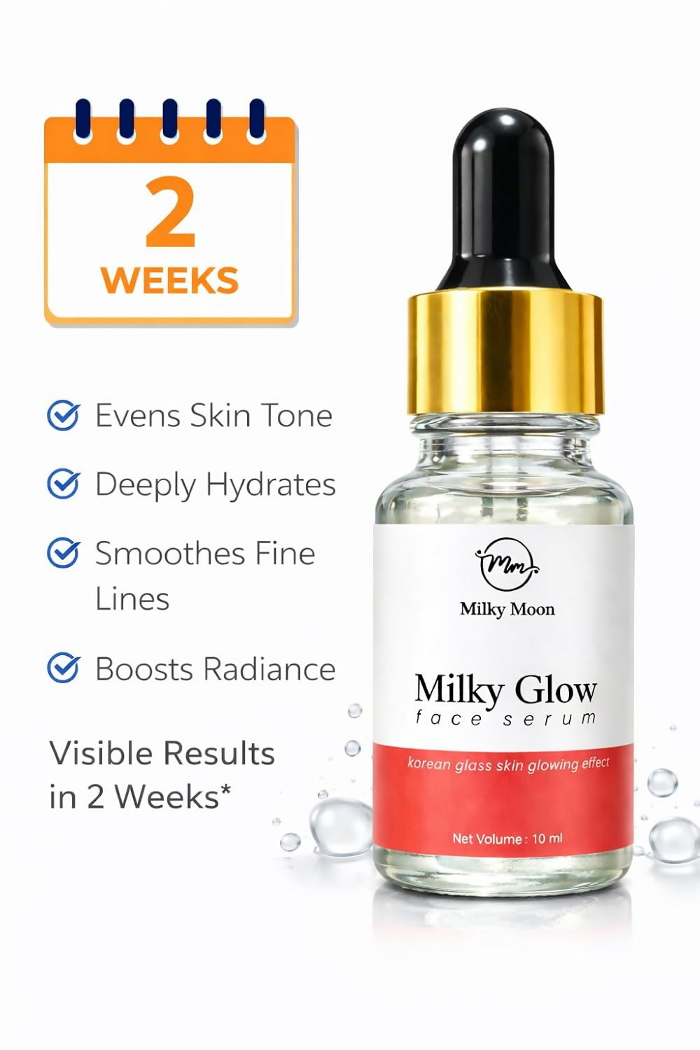 Milky Moon Glow Face Serum, Korean Glass Skin Glowing Effect, Brightens Skin, Deep Hydration