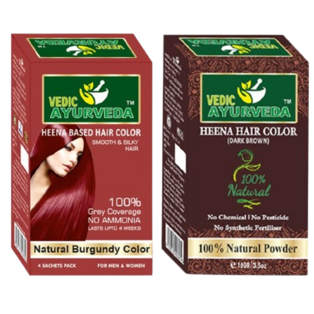 VedicAyurvedas No Ammonia Burgundy & Natural Henna Dark Brown Hair Color