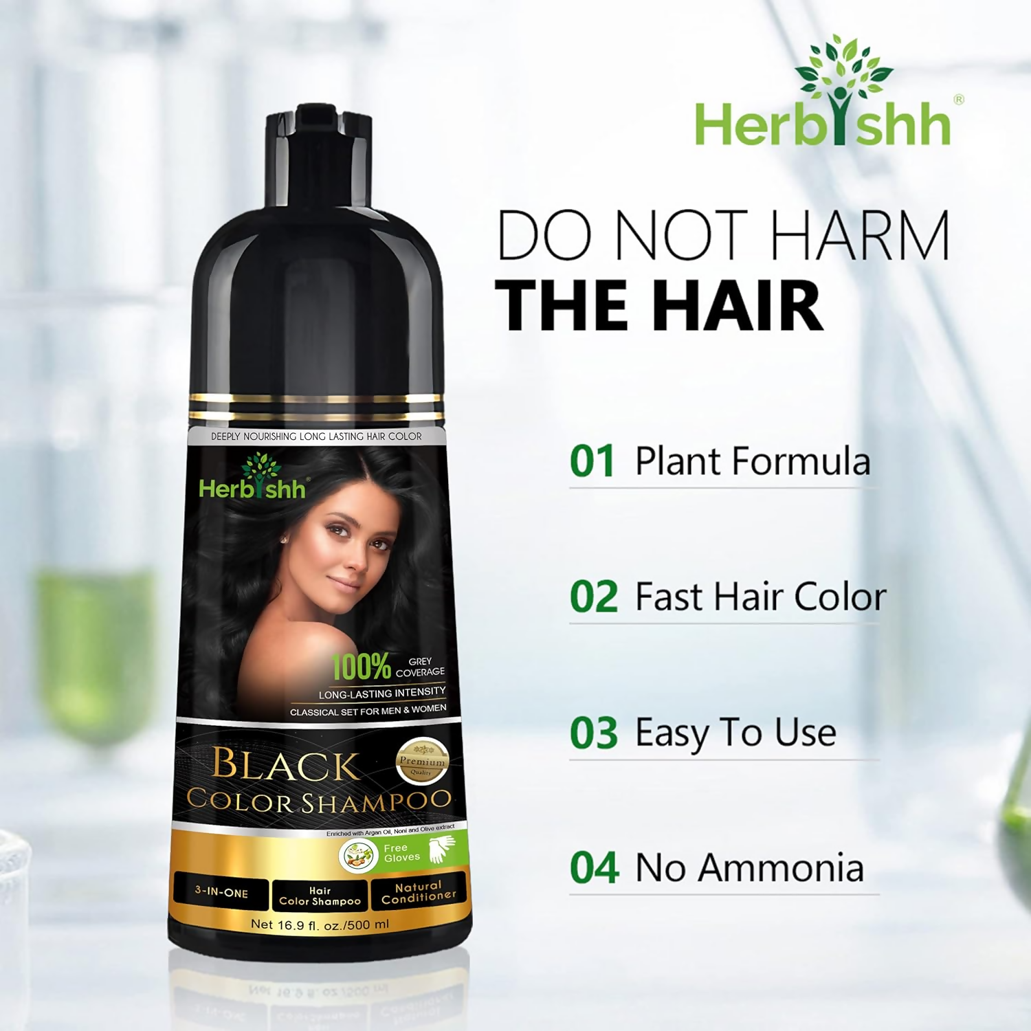 Herbishh Black Hair Color Shampoo