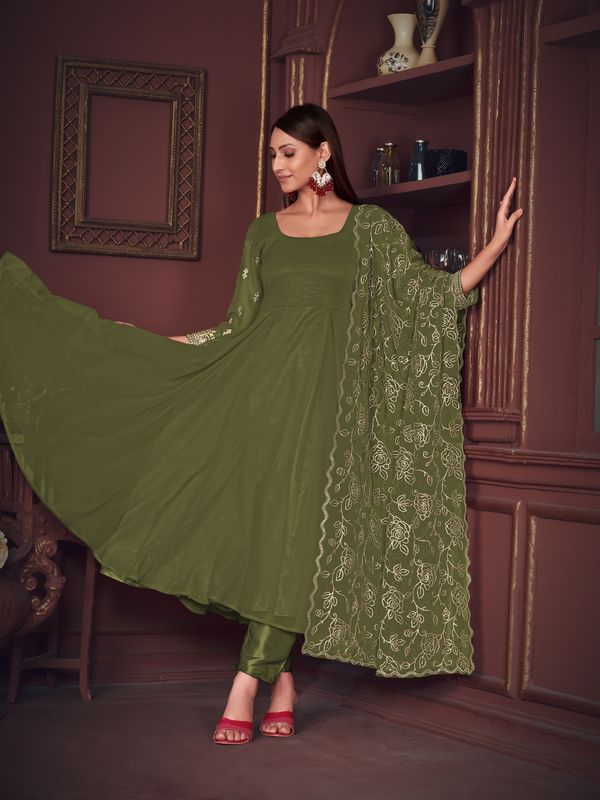 Aastha Light Green with Net top fabric Georgette Crepe Net Bottom fabric