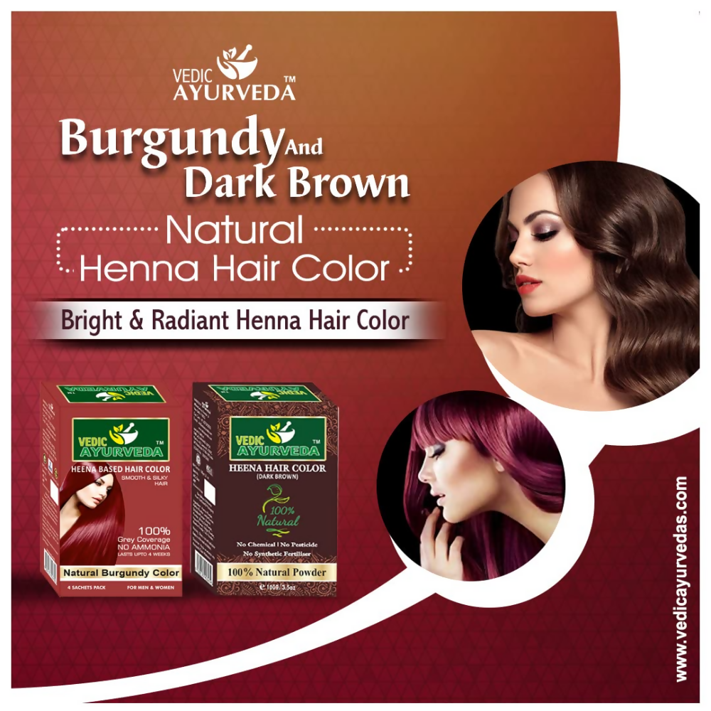 VedicAyurvedas No Ammonia Burgundy & Natural Henna Dark Brown Hair Color