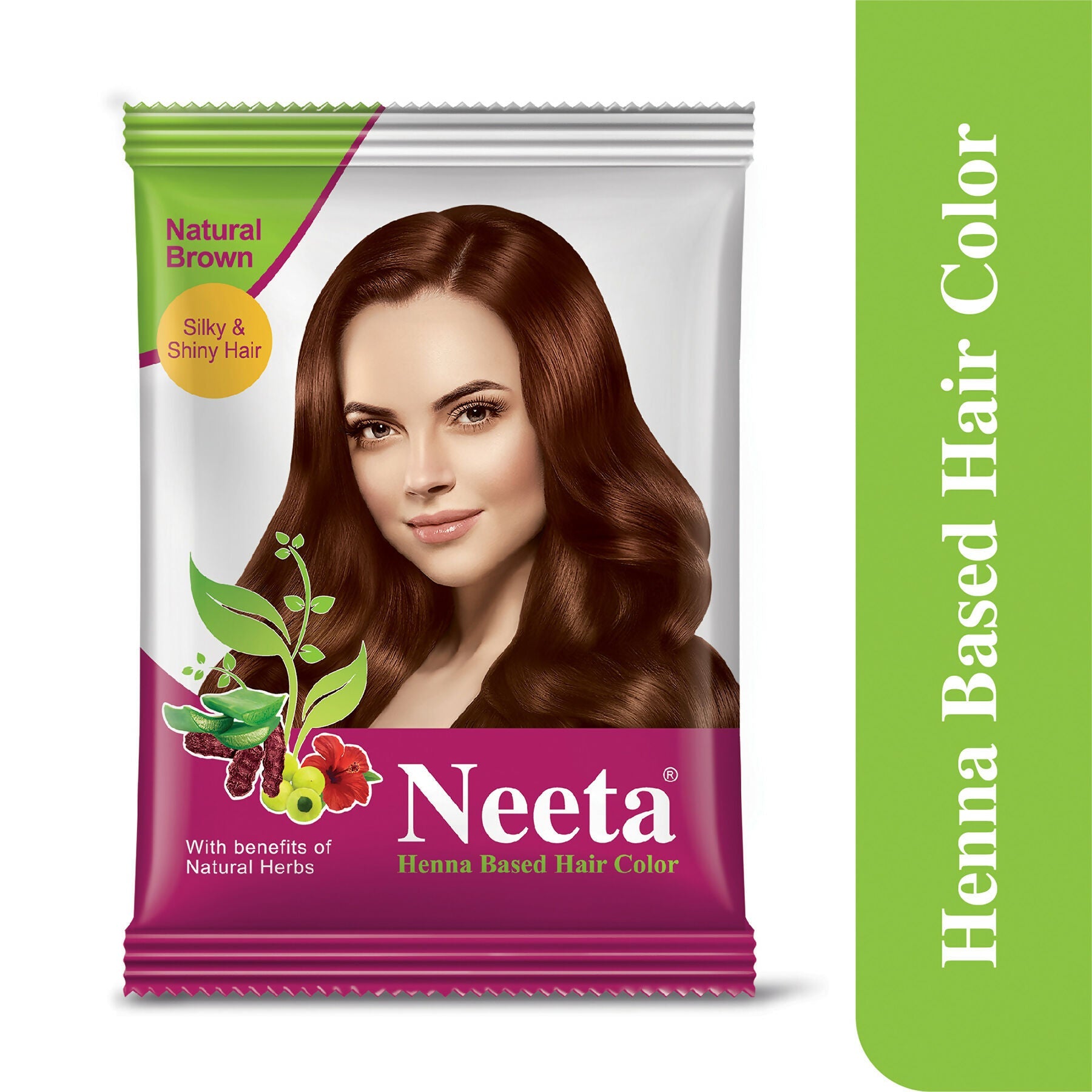 Neeta Hair Color Powder Natural Henna Based Hair Color (Pack of 10) Natural Brown