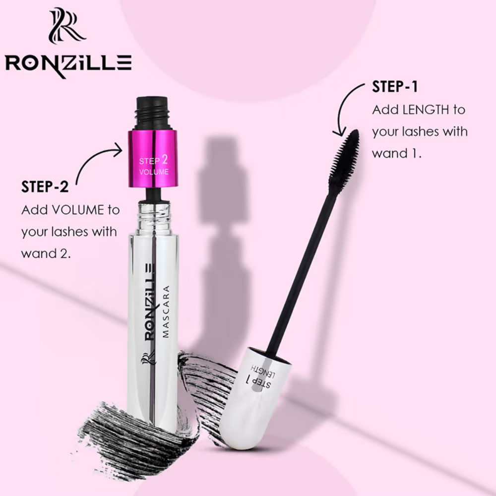 Ronzille Waterproof And Smudgeproof Two In One Mascara