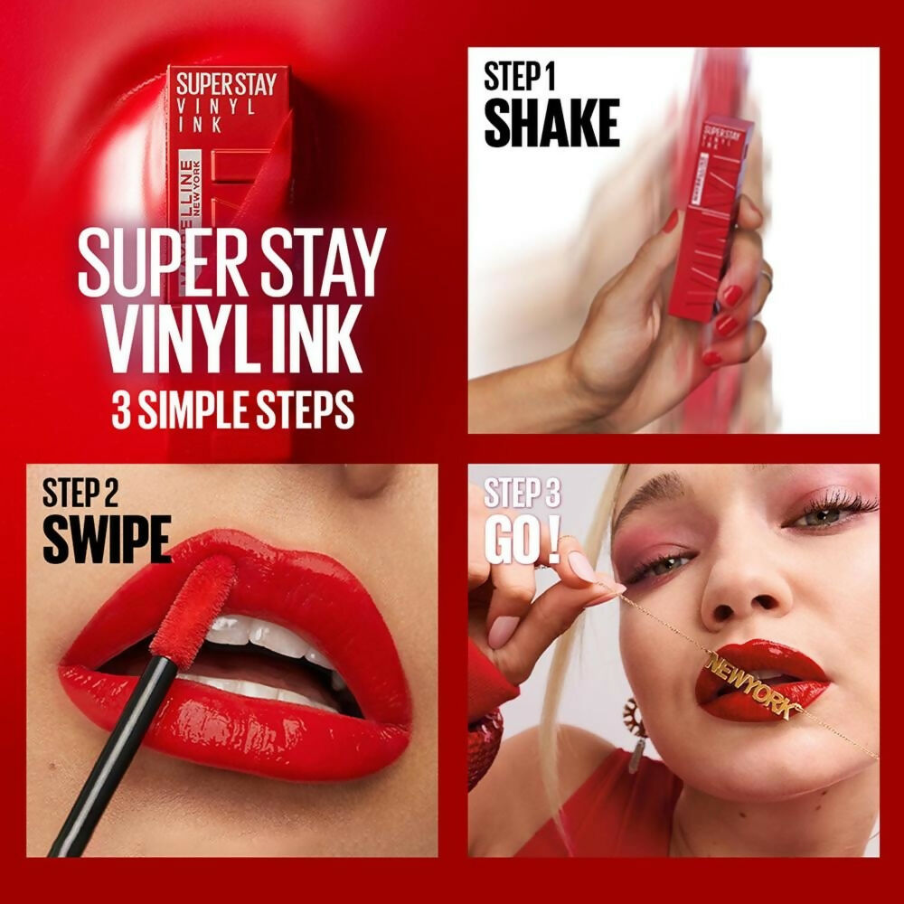 Maybelline New York Super Stay Vinyl Ink Liquid Lipstick, Instant Shine Lasts Up To 16H - 40 Witty