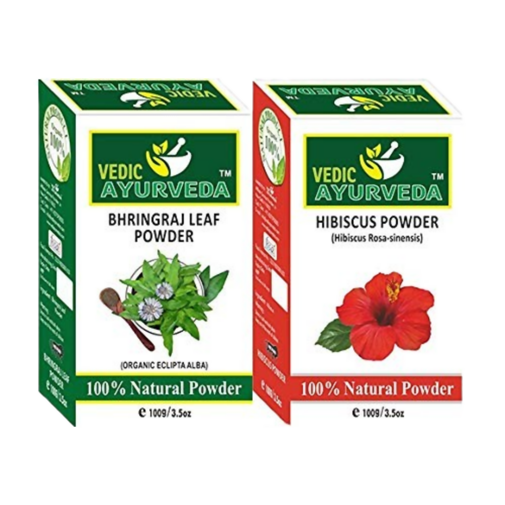 VedicAyurveda Bhringraj Leaf Powder and Hibiscus Powder