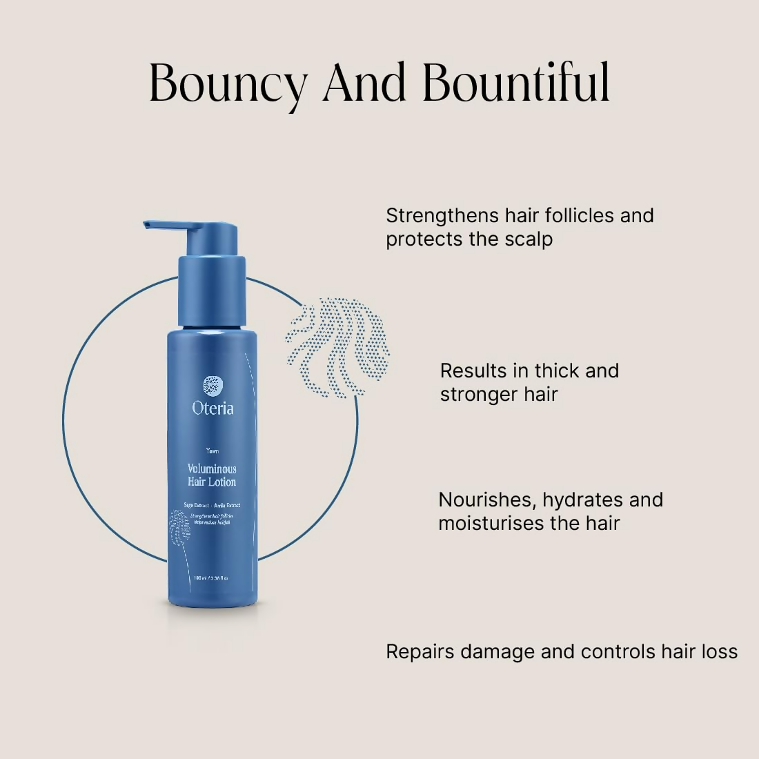Oteria Luxury Voluminous Hair Lotion with Amla Fenugreek Sage and Curry Leaf & Hair Lotion & Serum For Hair Fall