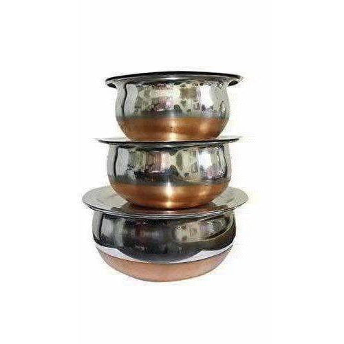 Stainless Steel Serving Bowl with Lid Set of 3